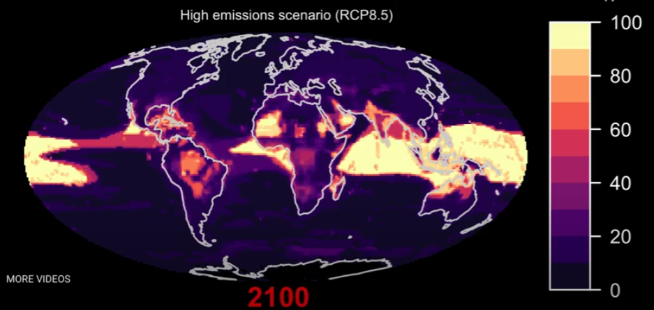 global map of biodiversity risk by 2100 - RCP8.5 climate warming