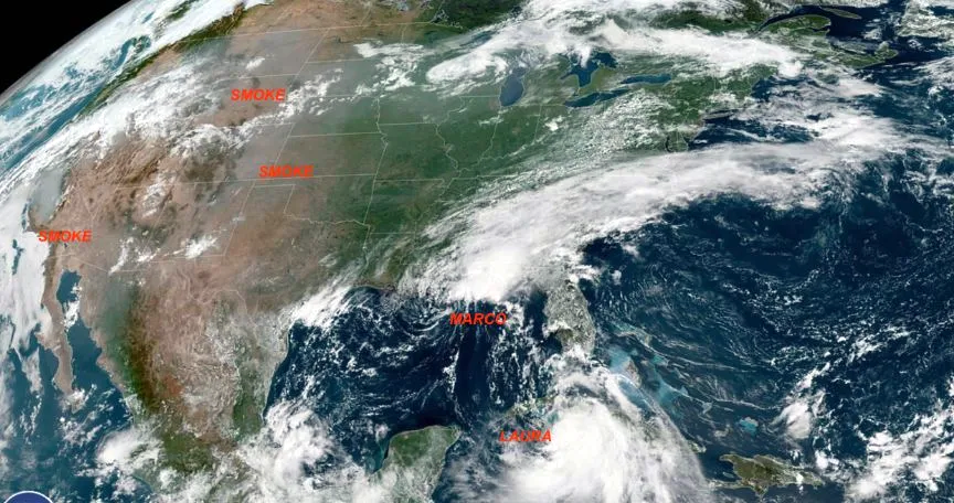 hurricanes and wildfire smoke from space