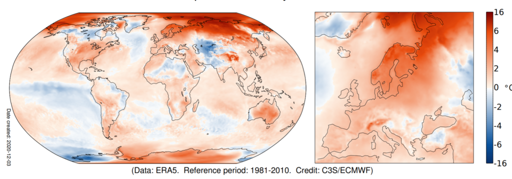 November global temperature map