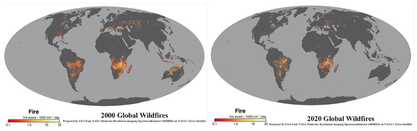 NASA global wildfire maps